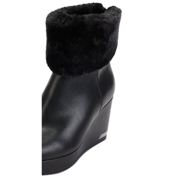 DKNY Womens Nadra Almond Toe Wedge Heel Booties Black Smooth Size 7M NIB - Picture 4 of 5